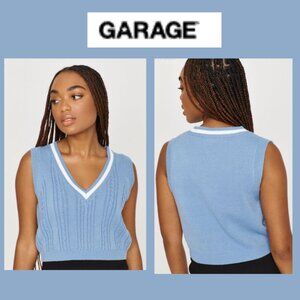 Garage Cropped Light Blue Sleeveless Sweater Vest